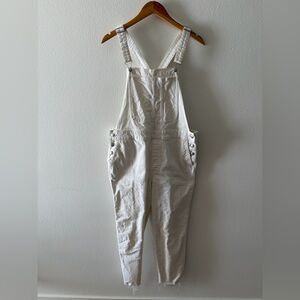 Elegant White Women's Denim Overalls